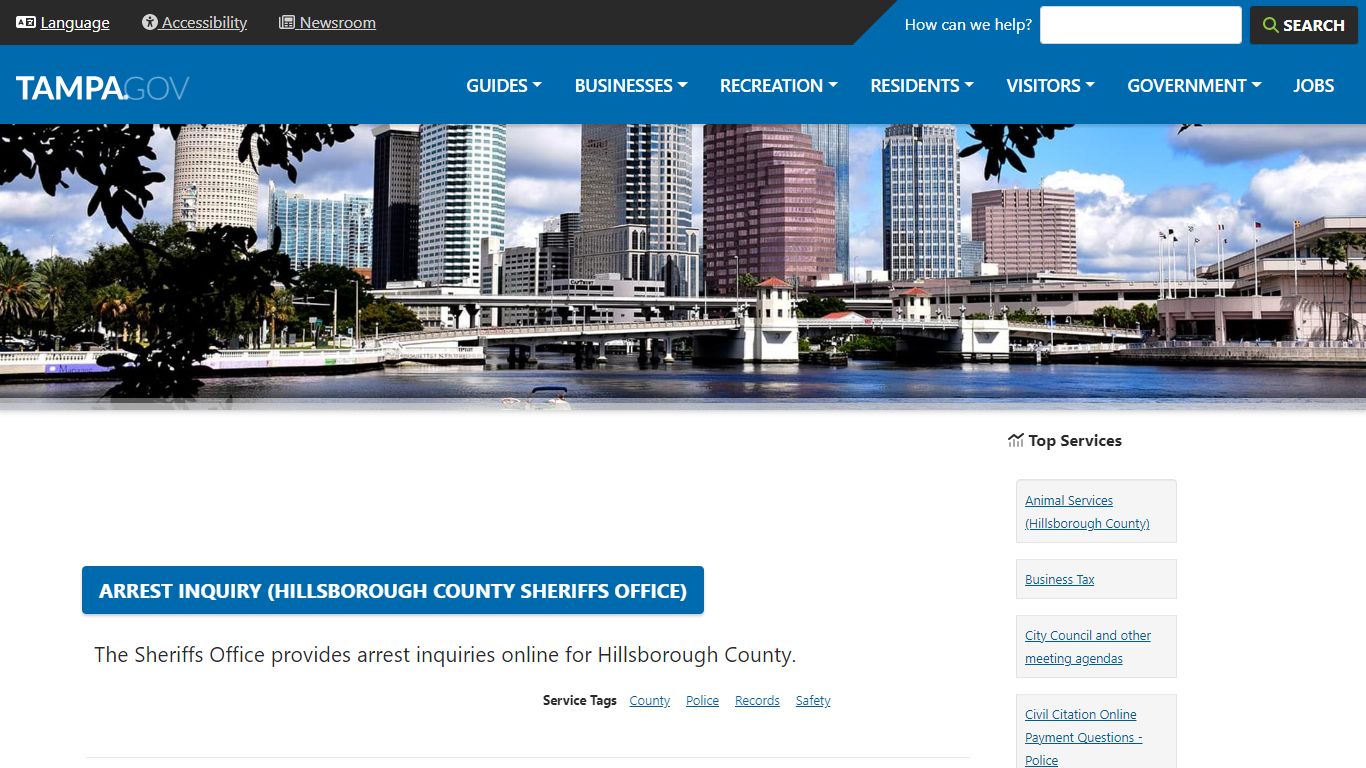 Arrest Inquiry (Hillsborough County Sheriffs Office)